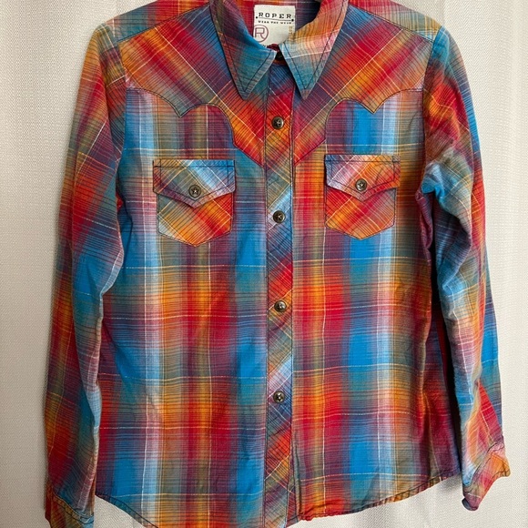 Roper Plaid Shirt – Western Button Down with Rodeo Style - Picture 1 of 3
